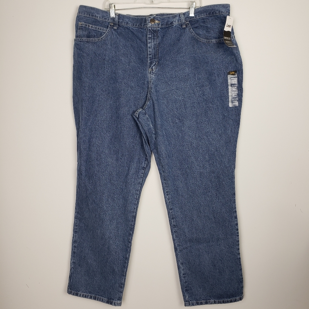 Lee Aero Relaxed Fit straight Leg Denim  Jeans Women's Plus Size 22 W Blue